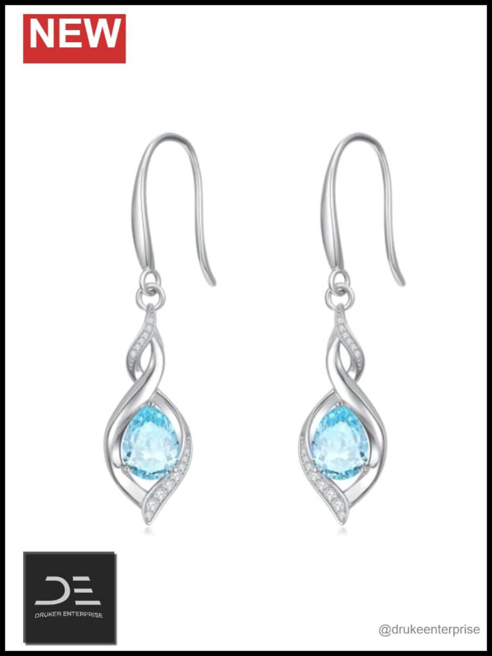Sterling Silver Birthstone Dangle Earrings Aquamarine Leverback Jewelry Gift